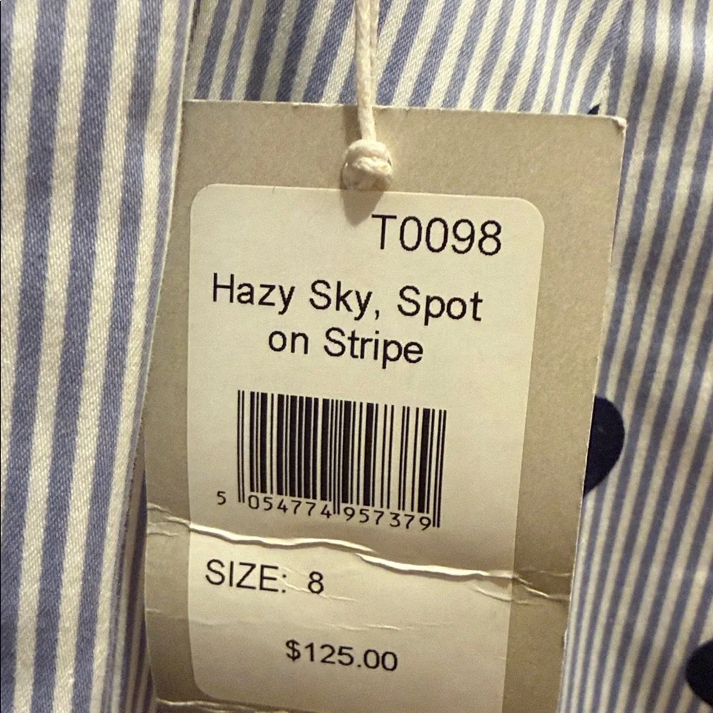 Boden Navy Polka Dot A-Line Midi Skirt on White Pinstripe - Picture 3 of 4